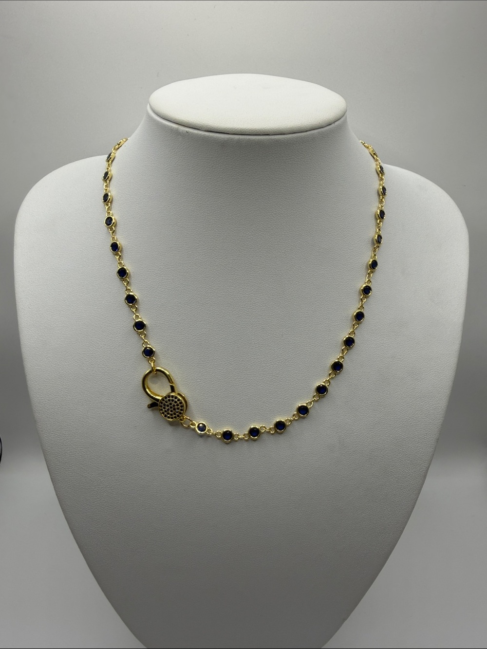 203. Diamond by the Yard Necklace with Navy Blue Crystal Accents 17”